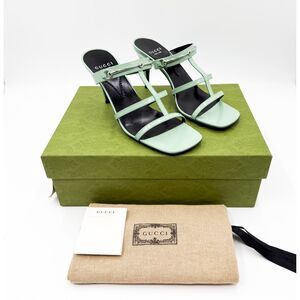 Gucci Horsebit Regent Slim Sandals Patent Leather Strappy Heels